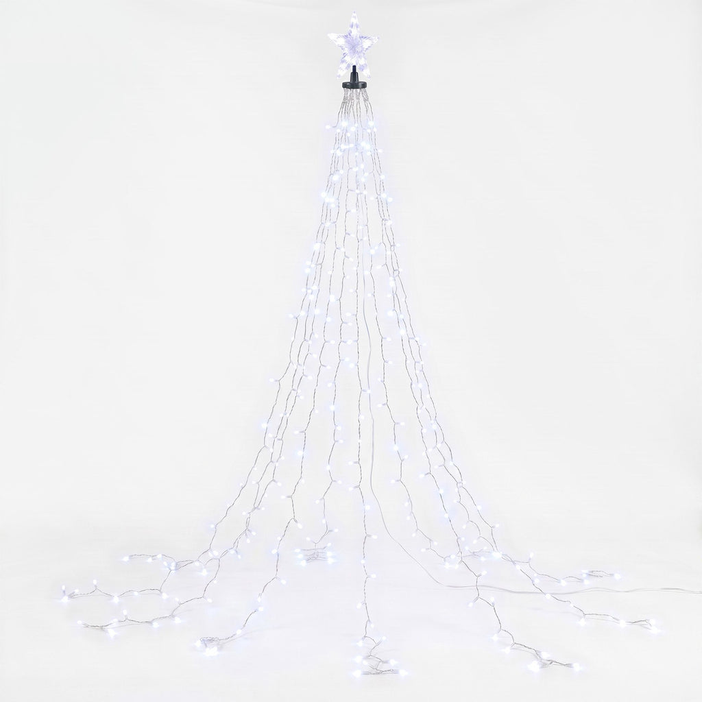 2.5m Star Topper Waterfall Christmas Tree Fairy Lights (300 LEDs) - Australian Garden & Living Room Lifestyle Setup | Jolly Wonderland Australia