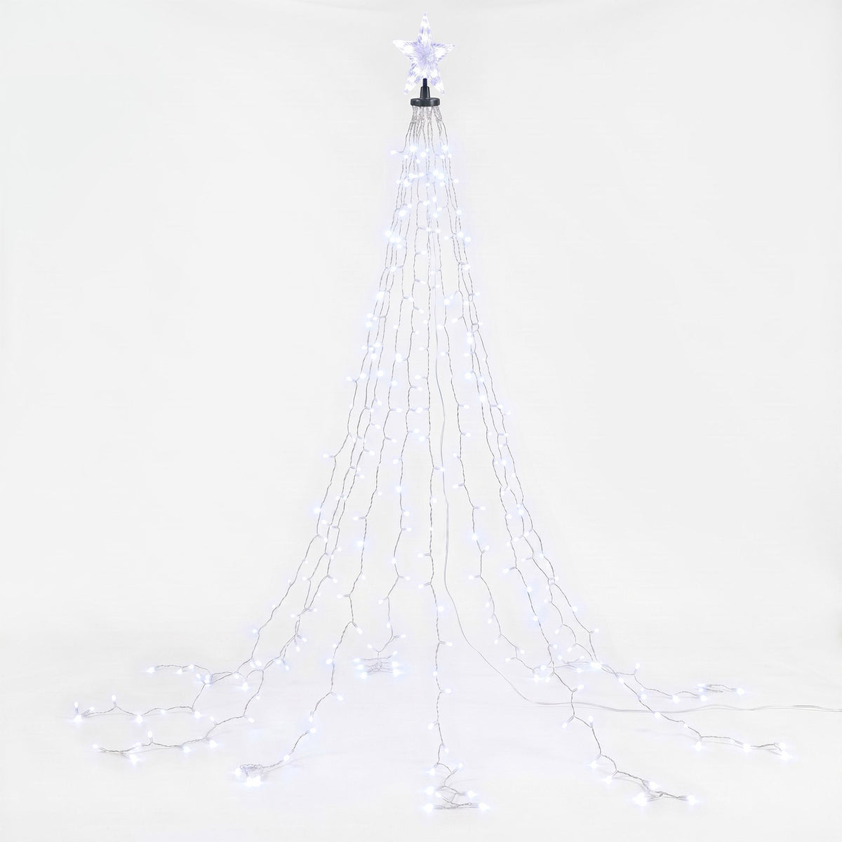 2.5m Star Topper Waterfall Christmas Tree Fairy Lights (300 LEDs) - Australian Garden & Living Room Lifestyle Setup | Jolly Wonderland Australia