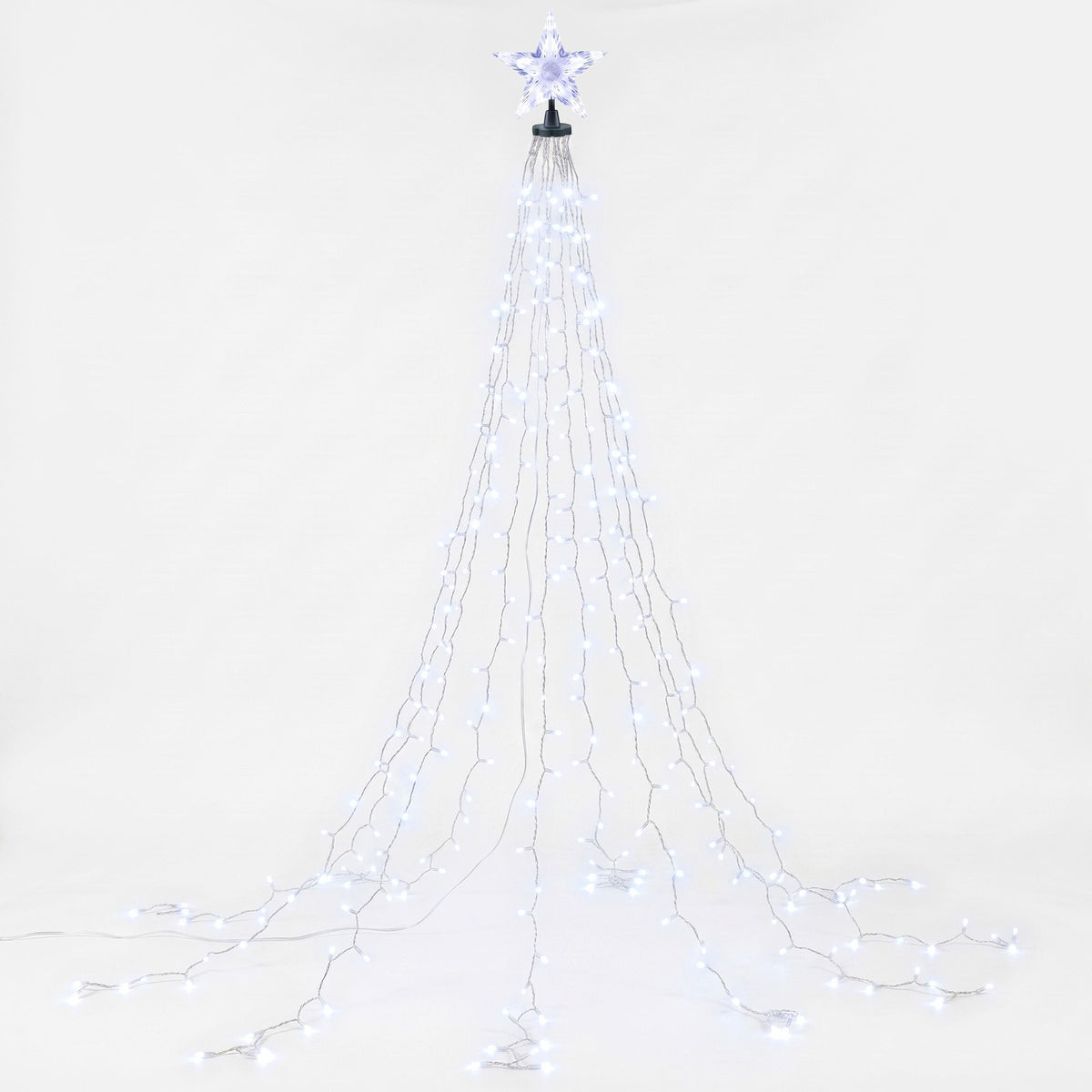 2.5m Star Topper Waterfall Christmas Tree Fairy Lights (300 LEDs) - Close-Up Material & LED Detail View | Jolly Wonderland Australia