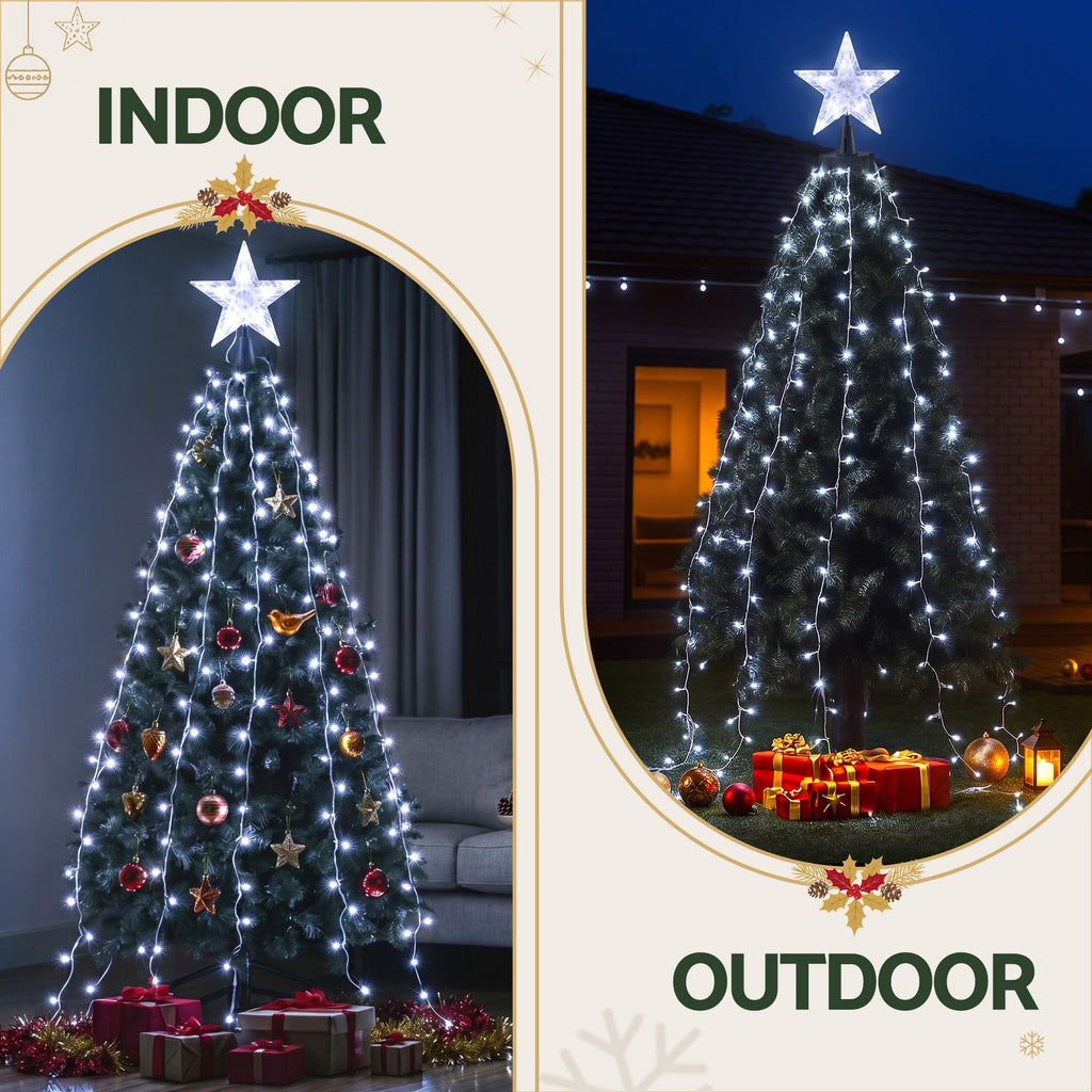 2.5m Star Topper Waterfall Christmas Tree Fairy Lights (300 LEDs) - Complete Package Contents & Accessories View | Jolly Wonderland Australia