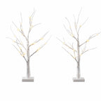 2-Pack 60cm Pre-Lit Warm White LED Birch Twig Branch Trees (48 LEDs) - Night-Time LED Illumination Glow View | Jolly Wonderland Australia