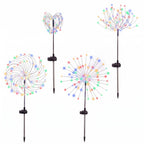 4-Pack Solar Firework Christmas Pathway Garden Lights 480 LEDs - Illuminated Night-Time Outdoor Display View