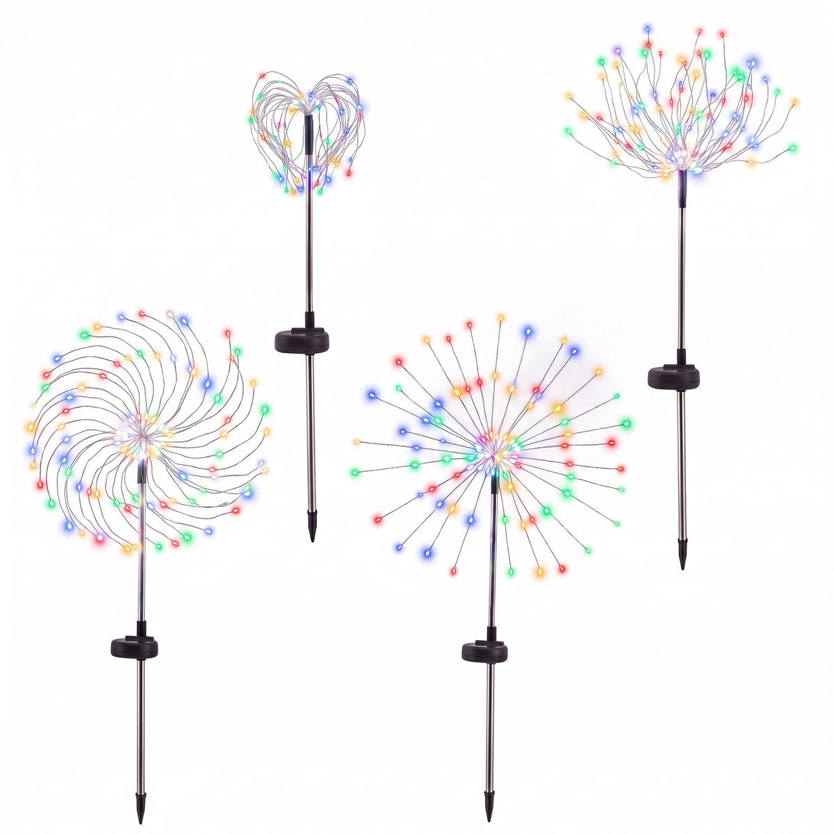 4-Pack Solar Firework Christmas Pathway Garden Lights 480 LEDs - Illuminated Night-Time Outdoor Display View