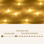 100m 500-LED Warm White Outdoor Christmas Fairy String Lights - Illuminated Night-Time Outdoor Display View