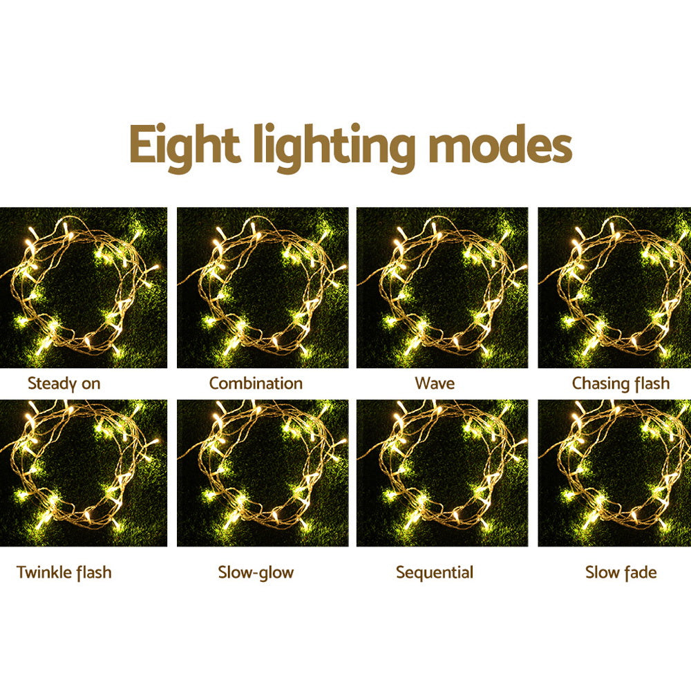 100m 500-LED Warm White Outdoor Christmas Fairy String Lights - Close-Up Weatherproof & LED Detail